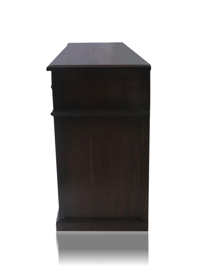 Solid Teak Wood Sideboard Cabinet with Two Spacious Drawers & Storage Shelves – Handcrafted Wooden Console Table for Living Room, Dining Room or Entryway 