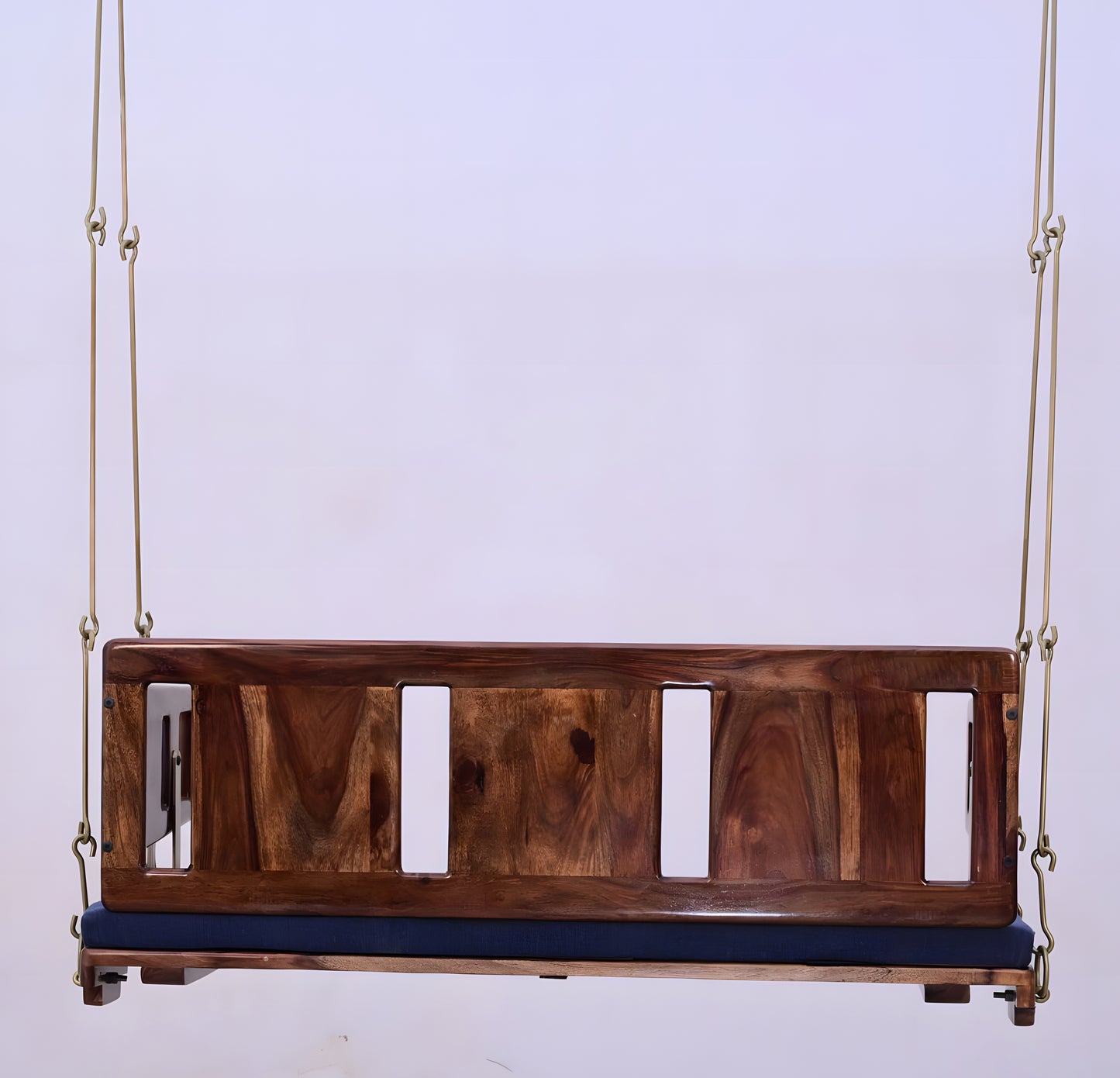 Reversible Wooden Swing Jhula with Brass Coated Chainfor Indoor Outdoor & Balcony | House Swings for Adults (52 Inches, Natural Finish)