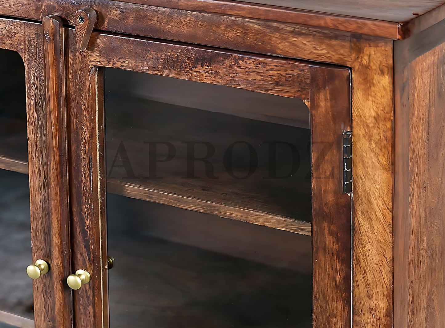 2 Door Cabinet with Wicker Front 2 Shelves | Mango Wood Storage Organizer | Rustic Durable Stylish Wooden Furniture | Compact Design Home Decor