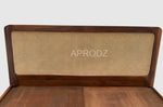 King & Queen Size Sheesham Wood Bed with Cane Panels Walnut Brown Finish 