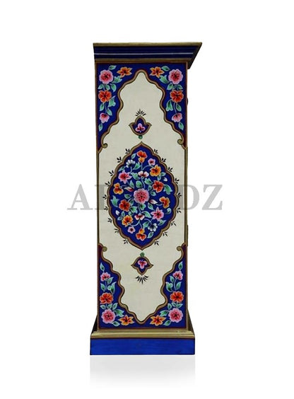 Wooden Handpainted Cabinet with Door and Drawer Storage for Living Room (Multicolor)