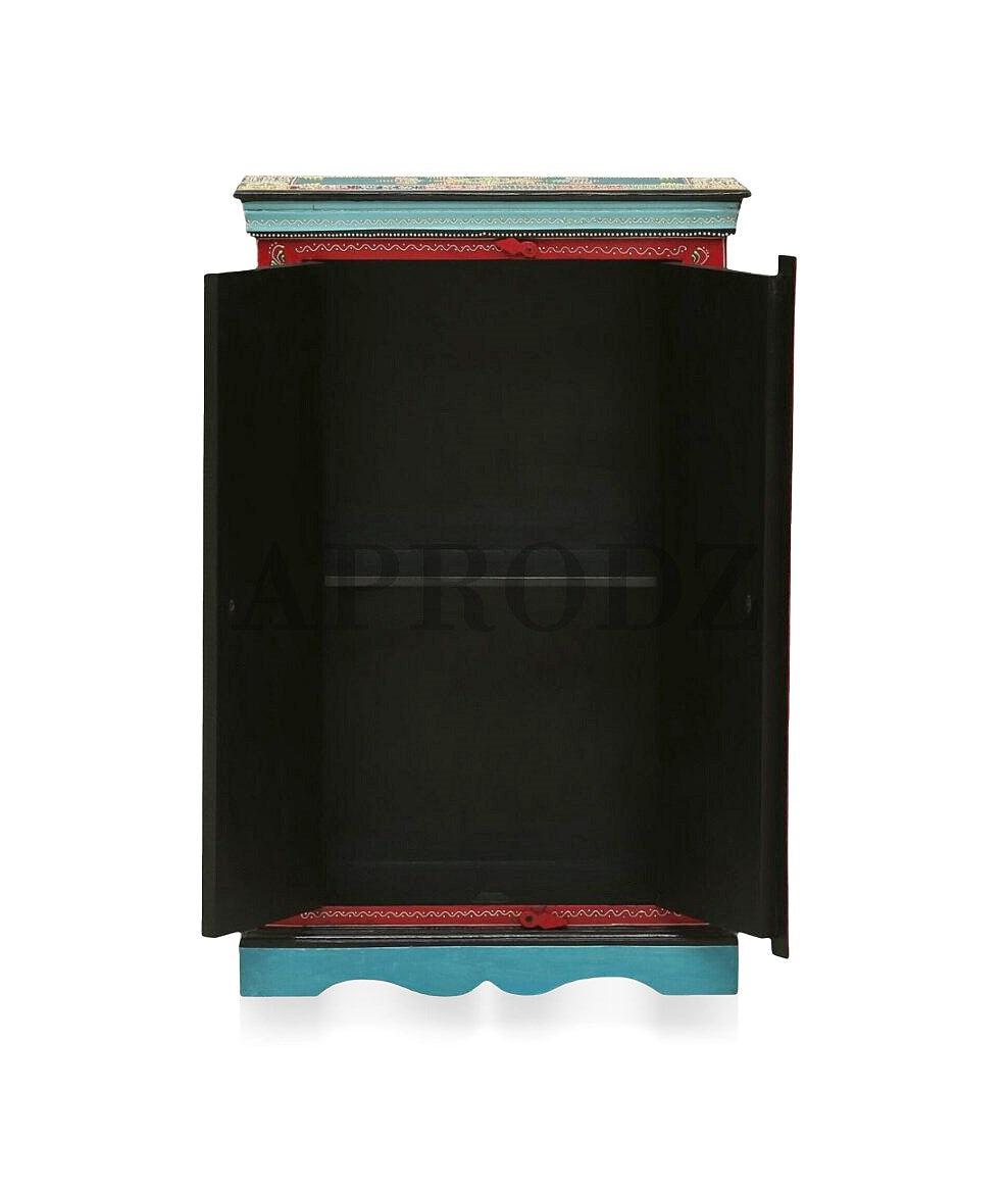 Wooden Handpainted Storage Cabinet for Home (Multicolor)