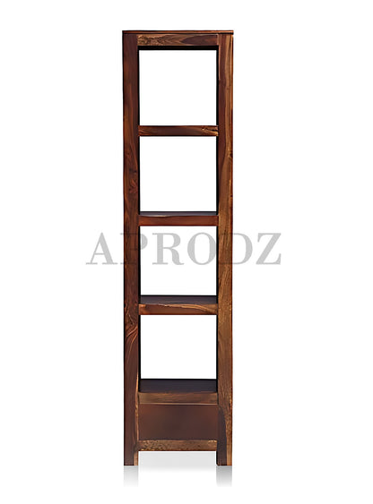 Bookshelf | Sheesham Wood Wooden Storage Organizer | Shelves Bookcase Rustic Durable, Stylish & Compact Design for Home, Office & Living Room | Furniture Organizer Elegant Finish (Brown 2)