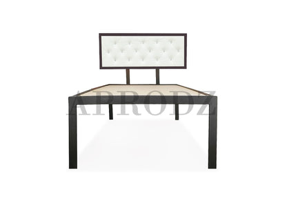 Single Size Bed with Upholstered Headboard | CR Steel Frame | Modern Platform Bed | Sturdy, Durable & Noise-Free | No Box Spring Needed | Stylish Furniture