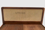 King & Queen Size Sheesham Wood Bed with Cane Panels Walnut Brown Finish 