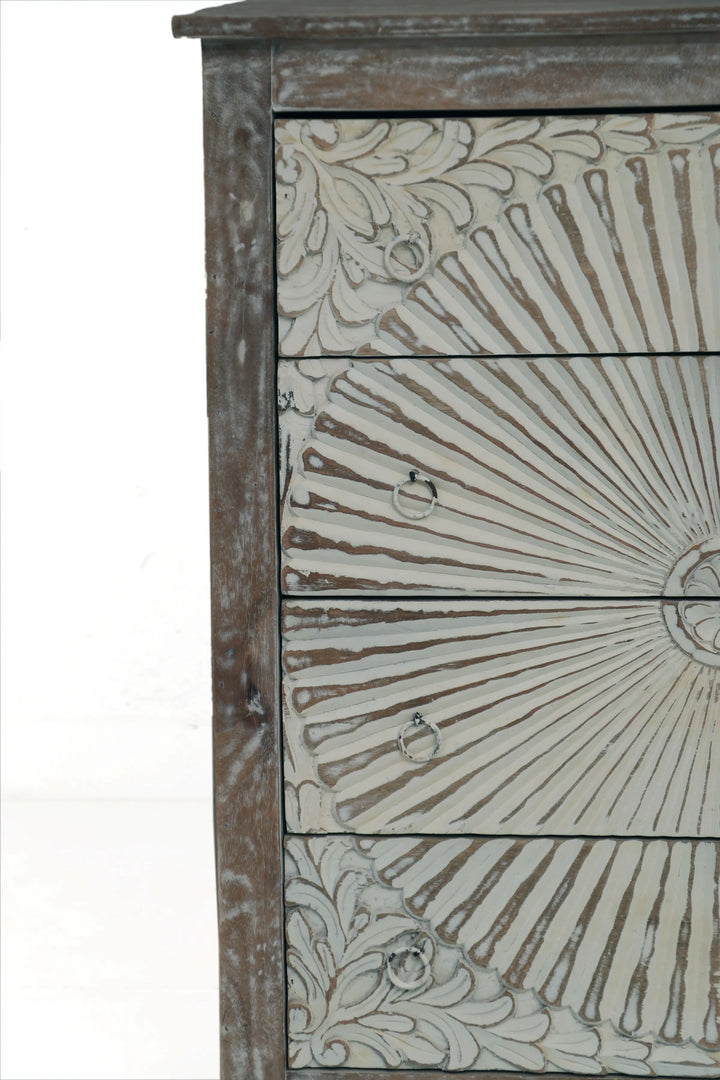 Translation missing: en.Hand-Carved Solid Mango Wood Chest of Drawers – Rustic Wooden Storage Cabinet with 4 Spacious Drawers for Bedroom, Living Room, or Hallway 