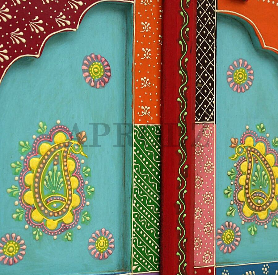 Wooden Handpainted Storage Cabinet for Home (Multicolor)