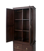 Solid Teak Wood 2-Door Wardrobe with Hanging Rod and Shelves | Premium Wooden Almirah for Bedroom | Natural Finish | Durable & Spacious Storage Cabinet 