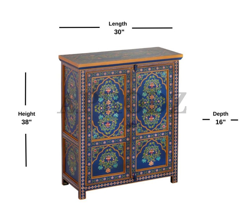 Wooden Handpainted Multipurpose Storage Cabinet for Living Room (Multicolor)