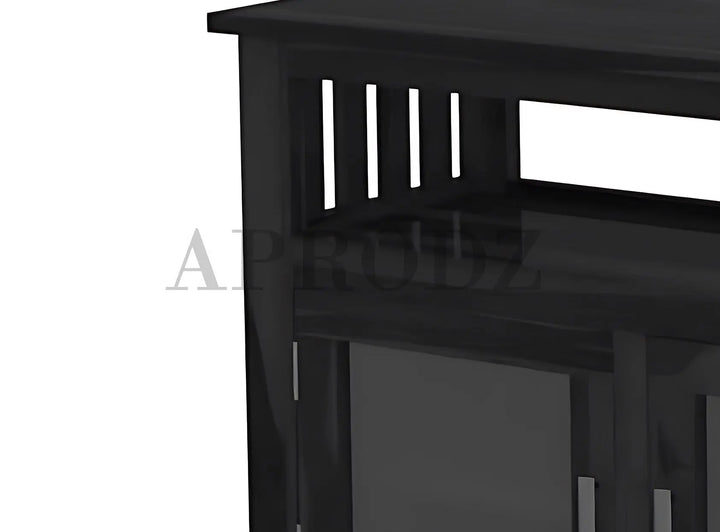 Translation missing: en.Kitchen Sideboard with Glass Doors | 2 Shelves Sheesham Wood Storage Organizer | Durable Stylish Wooden Furniture | Elegant Design Compact Multifunctional Home Decor 