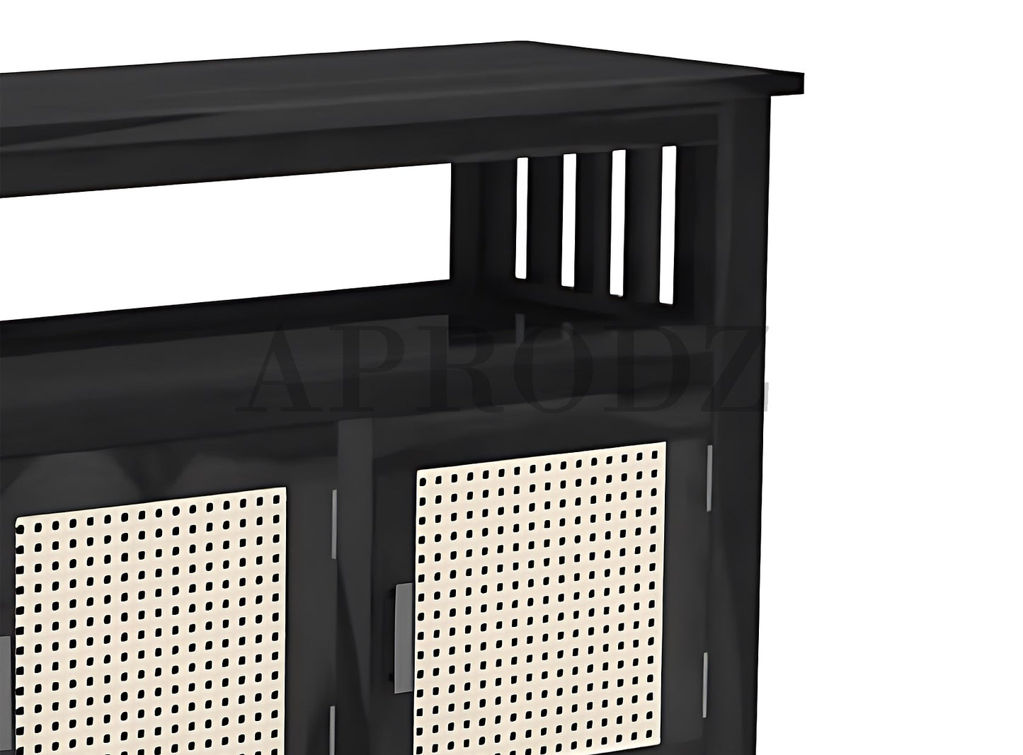 Kitchen Sideboard with Glass Doors | 2 Shelves Sheesham Wood Storage Organizer | Durable Stylish Wooden Furniture | Elegant Design Compact Multifunctional Home Decor