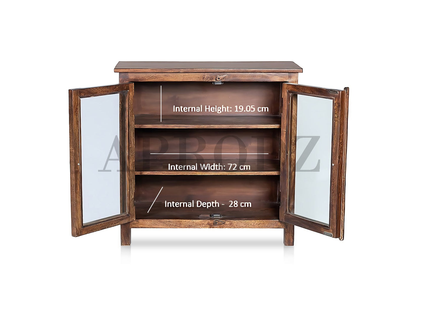 2 Door Cabinet with Wicker Front 2 Shelves | Mango Wood Storage Organizer | Rustic Durable Stylish Wooden Furniture | Compact Design Home Decor
