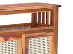 Kitchen Sideboard with Glass Doors | 2 Shelves Sheesham Wood Storage Organizer | Durable Stylish Wooden Furniture | Elegant Design Compact Multifunctional Home Decor 