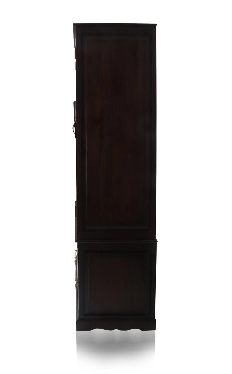 Solid Teak Wood 2-Door Wardrobe with Hanging Rod and Shelves | Premium Wooden Almirah for Bedroom | Natural Finish | Durable & Spacious Storage Cabinet 