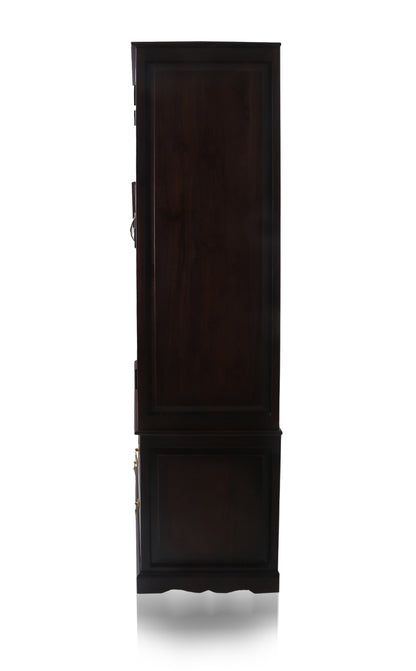 Solid Teak Wood 2-Door Wardrobe with Hanging Rod and Shelves | Premium Wooden Almirah for Bedroom | Natural Finish | Durable & Spacious Storage Cabinet