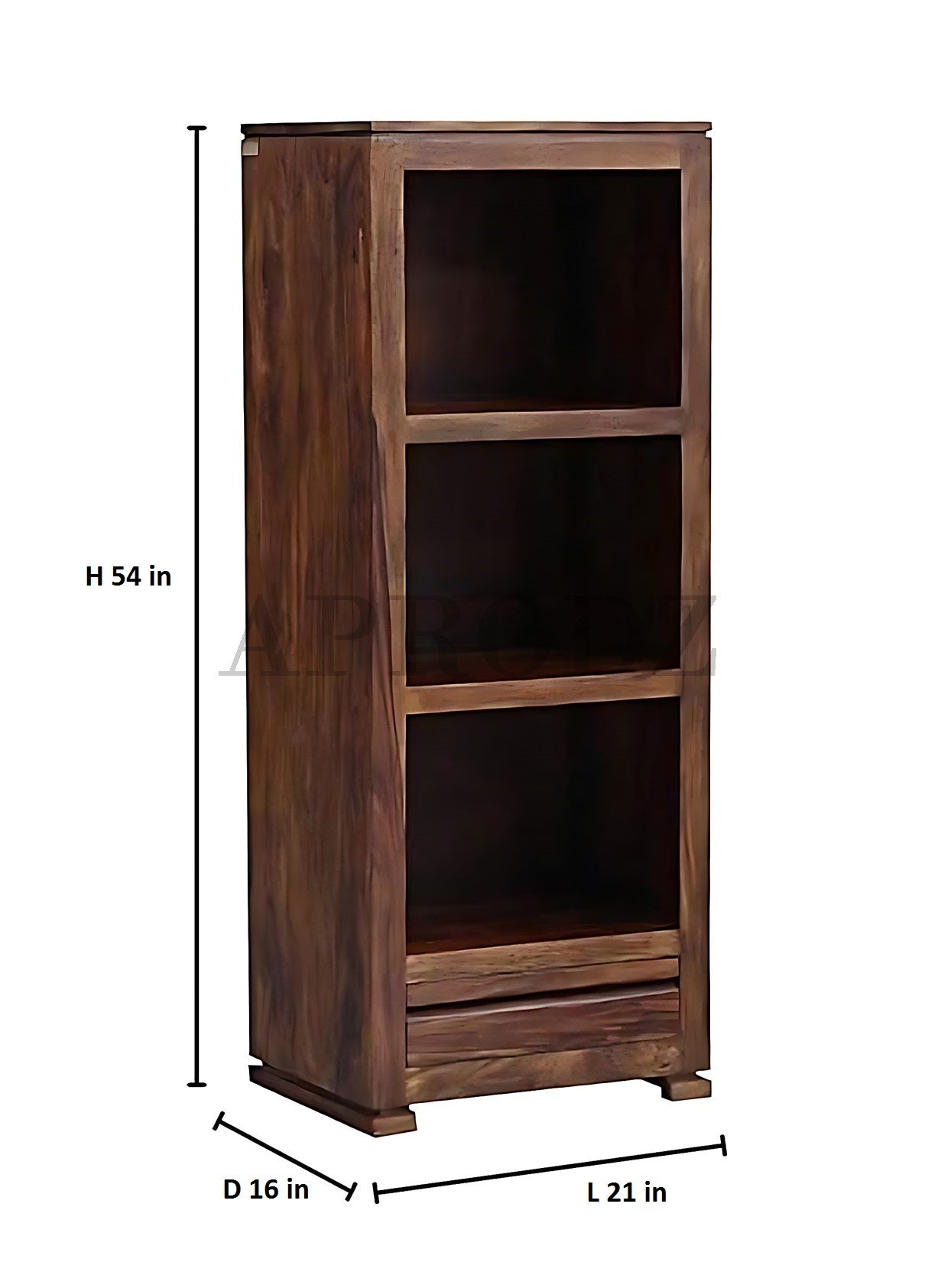 Bookshelf | Sheesham Wood Durable & Stylish Wooden Storage Organizer | Shelves Bookcase Rustic Elegant for Home Office Living Room | Compact Design Furniture Organizer (Brown)