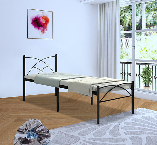 Iron Single Size Bed for Bedroom Metal Bed in Black Color