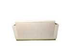 Beige Fabric 2-Seater Sofa with Mango Wood Accents & Channel Tufting 