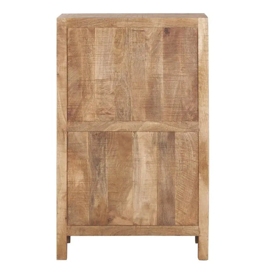 Translation missing: en.Intaglio Carved Mango Wood 2-Door Wardrobe Storage Almirah Cupboard for Cloths (Natural Finish) 
