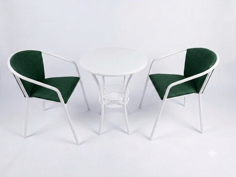 3-Piece Round Bistro Set (Table + 2 Chairs) - Tufted 
