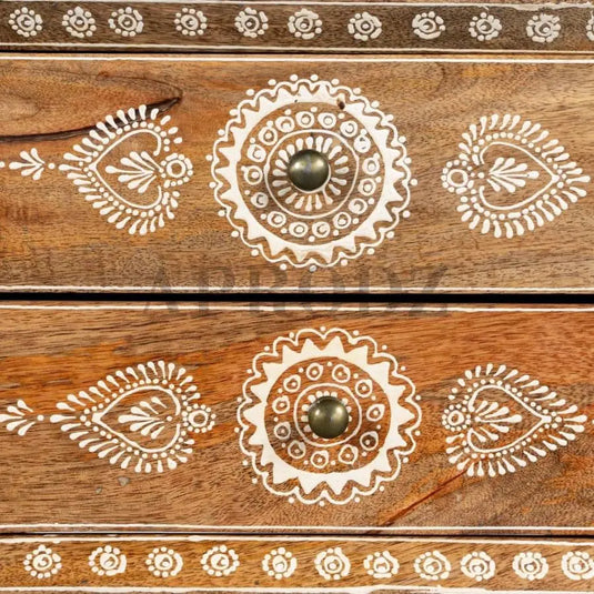 Translation missing: en.Wooden Handpainted Side Table with Drawer Storage Portable Bedside End Table (Natural) 