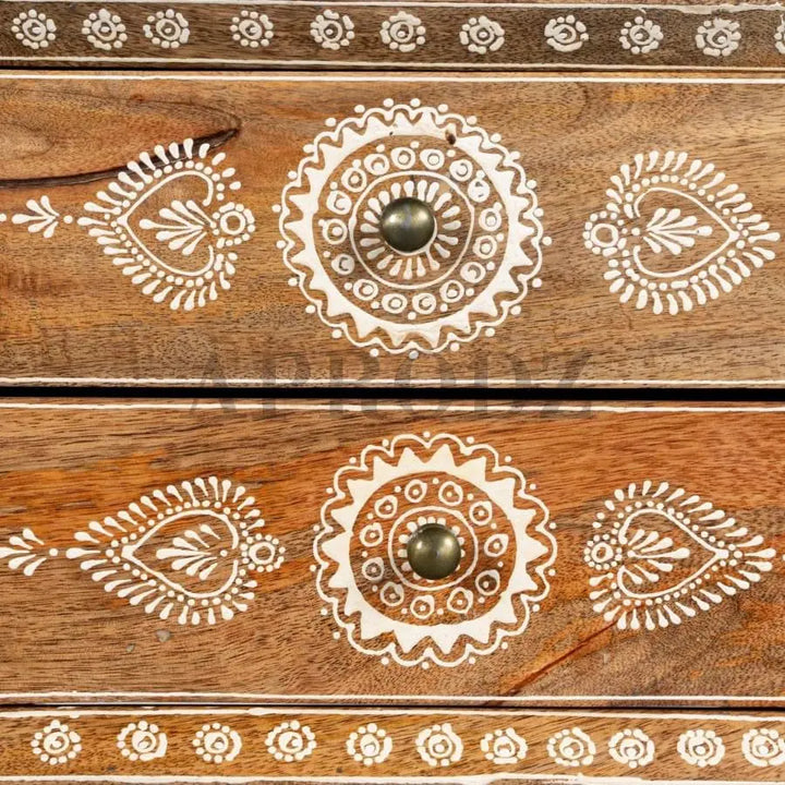 Translation missing: en.Wooden Handpainted Side Table with Drawer Storage Portable Bedside End Table (Natural) 
