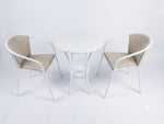 3-Piece Round Bistro Set (Table + 2 Chairs) - Tufted 