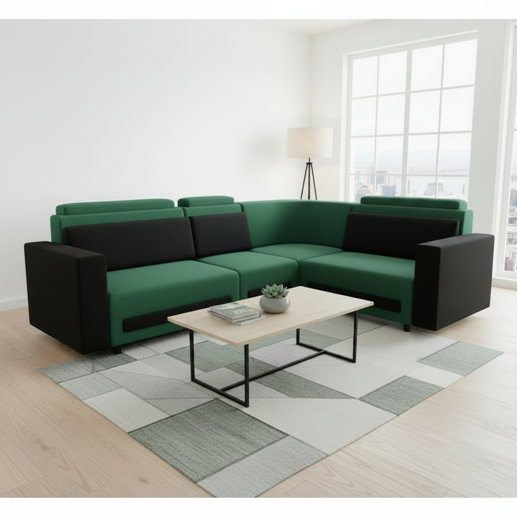 L-Shaped Sectional 6-Seater Sofa Padded Armrest Perfect Fabric Corner Sofa 