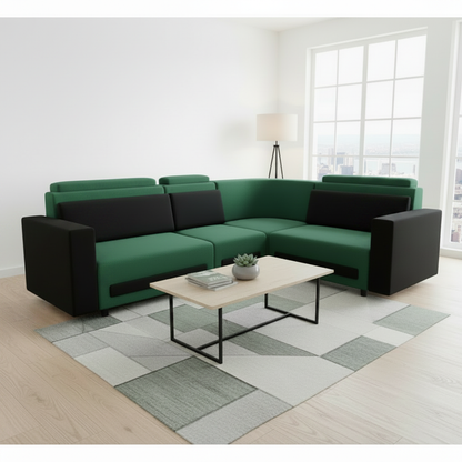 L-Shaped Sectional 6-Seater Sofa Padded Armrest Perfect Fabric Corner Sofa 