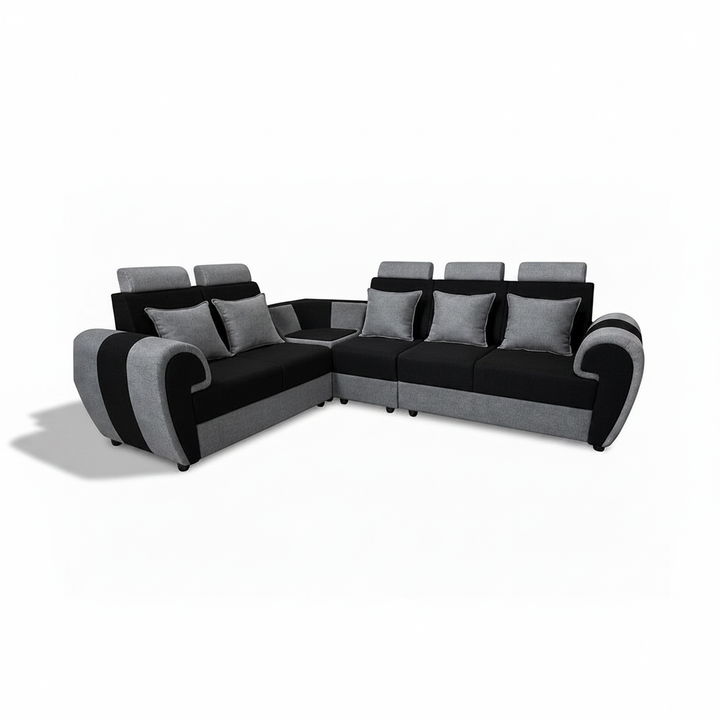 Translation missing: en.L-Shaped Sectional 6-Seater Sofa with Cushion &amp; Padded Armrest, Perfect Faux Leather Fabric Corner 