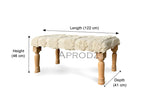 Modern Tufted Upholstered Velvet and Metal Bench Ottoman (Cream) 