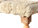 Modern Tufted Upholstered Velvet and Metal Bench Ottoman (Cream) 