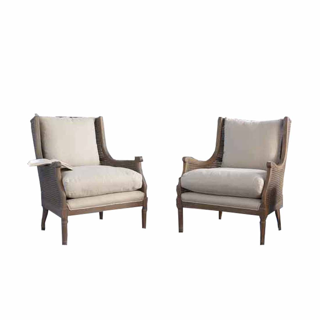 Weissman Armchair with Cane(Solid Wood, Cream Finish)