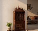 Handcrafted Sheesham Wood Temple with 2 Drawer for Pooja Room | Temple for Home 