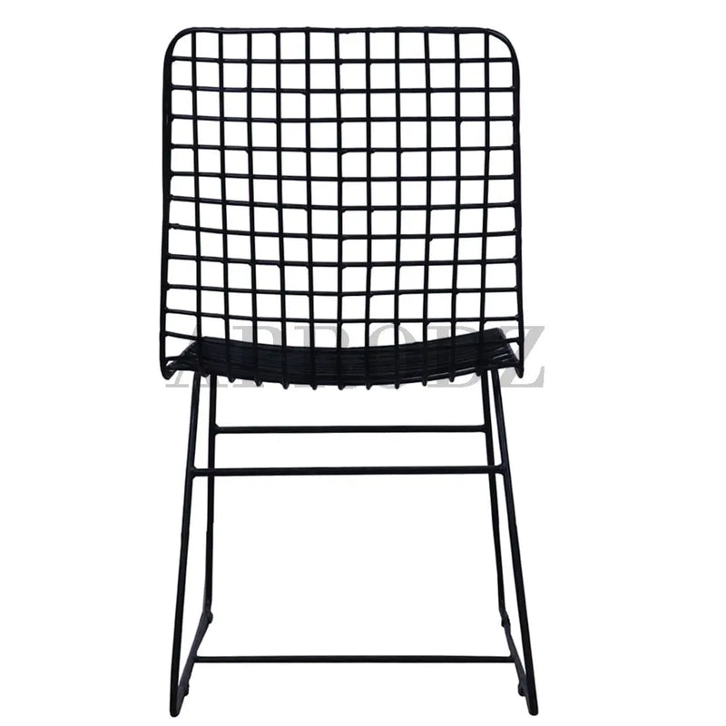 Geometrically Crafted Wired Chair in Black | Stylish Metal Chair for Home & Outdoor 