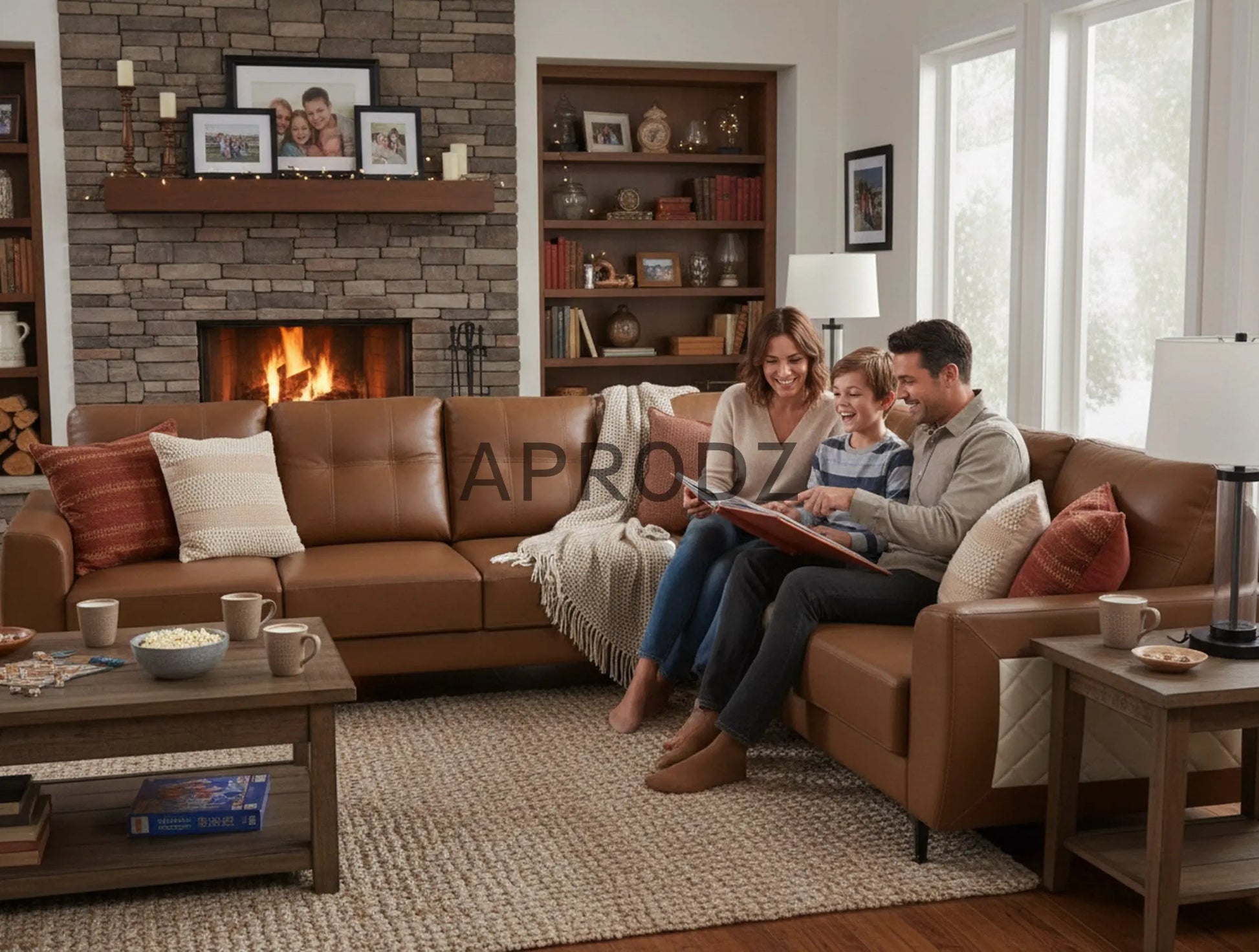 L-Shaped Sectional 6-Seater Sofa Padded Armrest Faux Leather Perfect Fabric Corner Sofa for Guests Living Room, Drawing Room, Office & Lounge (Brown) 