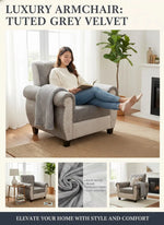 Sofa | Wood Frame Suede Fabric 40D Foam Cushion | Comfortable, Durable, Stylish & Modern for Living Room Furniture | Compact Design Lounge Seat Relaxation (Light Grey + Beige) 