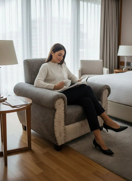 Translation missing: en.Sofa | Wood Frame Suede Fabric 40D Foam Cushion | Comfortable, Durable, Stylish &amp; Modern for Living Room Furniture | Compact Design Lounge Seat Relaxation (Light Grey + Beige) 