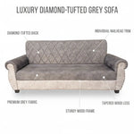 Sofa | Wood Frame Suede Fabric 40D Foam Cushion | Comfortable, Durable, Stylish & Modern for Living Room Furniture | Compact Design Lounge Seat Relaxation (Light Grey + Beige 2) 