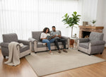 Sofa | Wood Frame Suede Fabric 40D Foam Cushion | Comfortable, Durable, Stylish & Modern for Living Room Furniture | Compact Design Lounge Seat Relaxation (Light Grey + Beige 3) 
