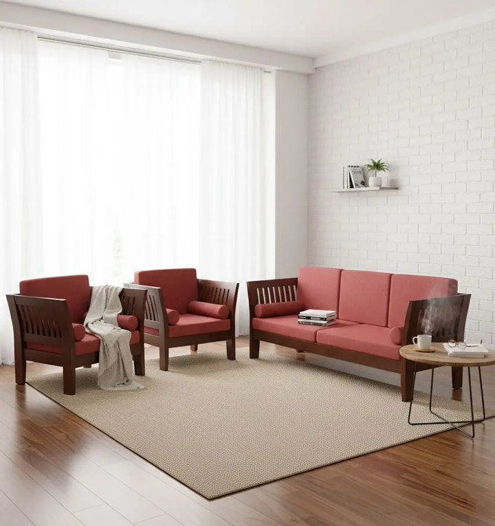 Translation missing: en.Mocko Sheesham Wood 3+1+1 Seater Sofa Set with Cushions for Living Room 