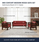 Mocko Sheesham Wood 3+1+1 Seater Sofa Set with Cushions for Living Room 