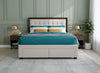 Modern Storage Bed with Tufted Grey Headboard 