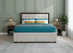 Modern Storage Bed with Tufted Grey Headboard – King & Queen Size Bed for Bedroom 