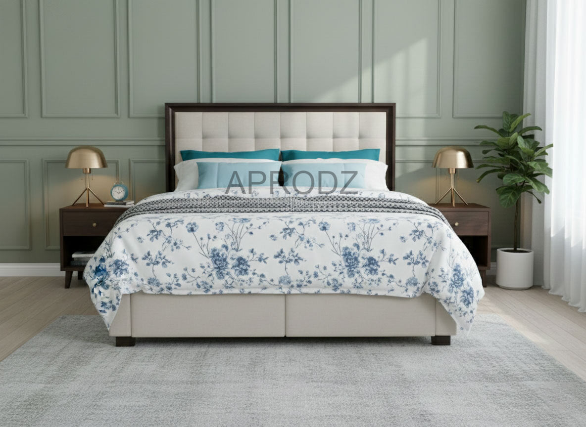 Modern King & Queen Size Storage Bed with Tufted Upholstered Headboard, 4 Drawers, Grey 