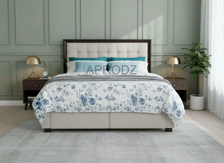 Translation missing: en.Modern Storage Bed with Tufted Grey Headboard – King &amp; Queen Size Bed for Bedroom 