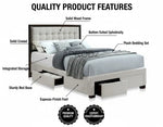 Modern Storage Bed with Tufted Grey Headboard – King & Queen Size Bed for Bedroom 