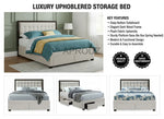 Modern Storage Bed with Tufted Grey Headboard – King & Queen Size Bed for Bedroom 