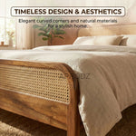 Rattan Cane Bed Frame – King & Queen Size, Walnut Finish 