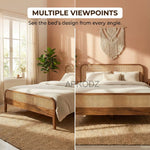 Rattan Cane Bed Frame – King & Queen Size, Walnut Finish 